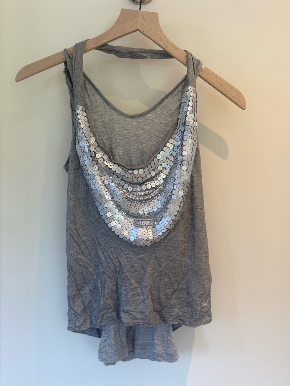 Vintage Diesel Gray Tank Top with Silver Sequins
